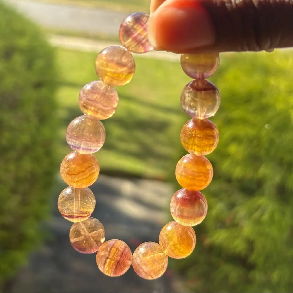 HQ Banded Fluorite Crystal Bracelet 13mm - Picture 4 of 13